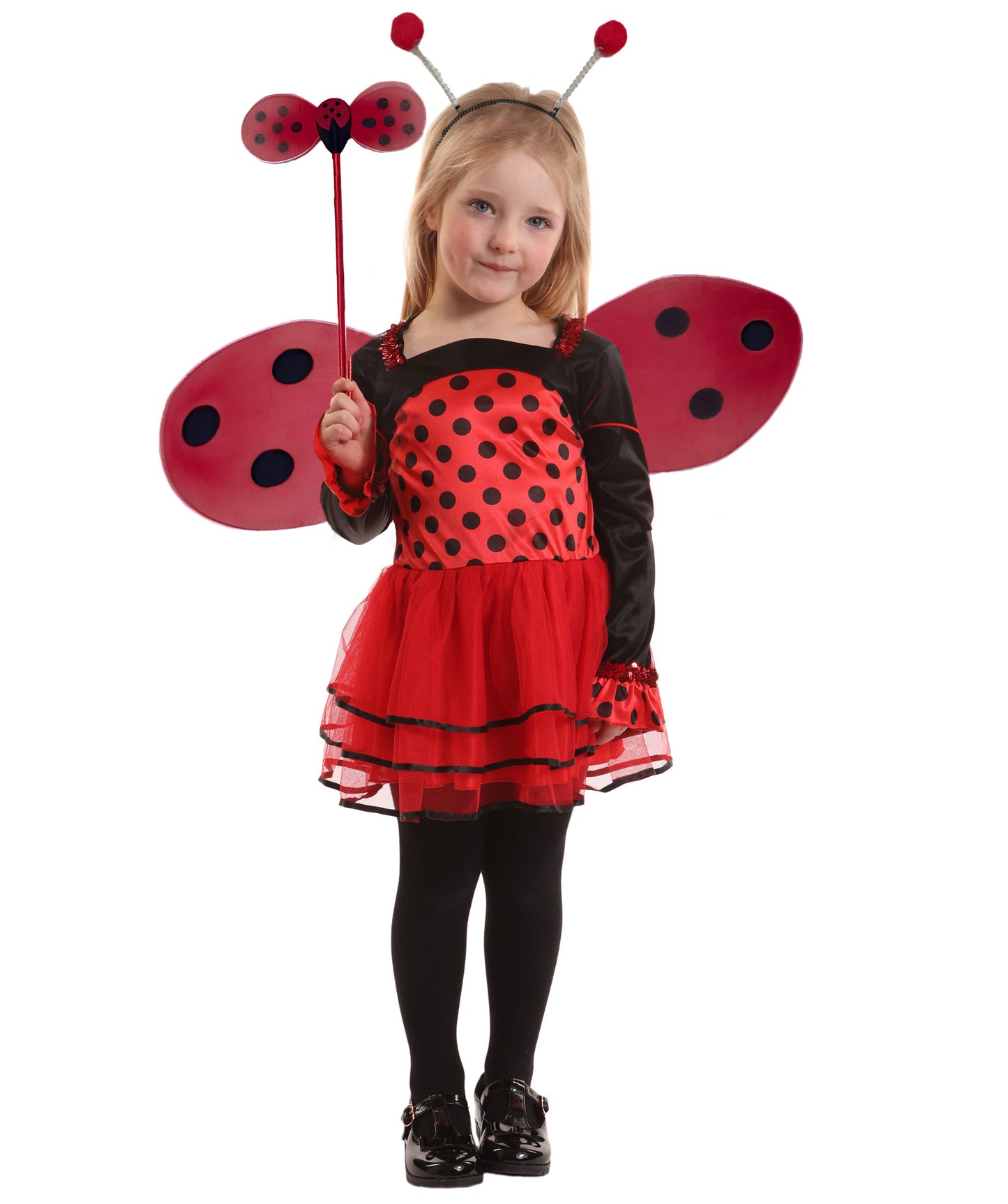 HPO Girl's Black and Red Cute Polka Dot Little Ladybug Costume | Suitable for Halloween | Flame-retardant Synthetic Fabric