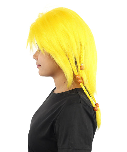 HPO Adult Women's Long Tribal Braided Wig | Multiple Color Options | Dark Shaggy Bob with Beaded Strands, Synthetic Fiber & Breathable Cap | Halloween, Sci-Fi Roleplay, Fantasy Costume