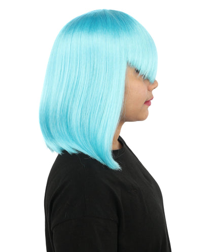 HPO Adult Women's Asymmetrical Bangs Bob Wig | Multiple Color Options | Create of synthetic fiber, sleek straight volume, breathable capless base | Party, Halloween, theater, drag, performance, costume events