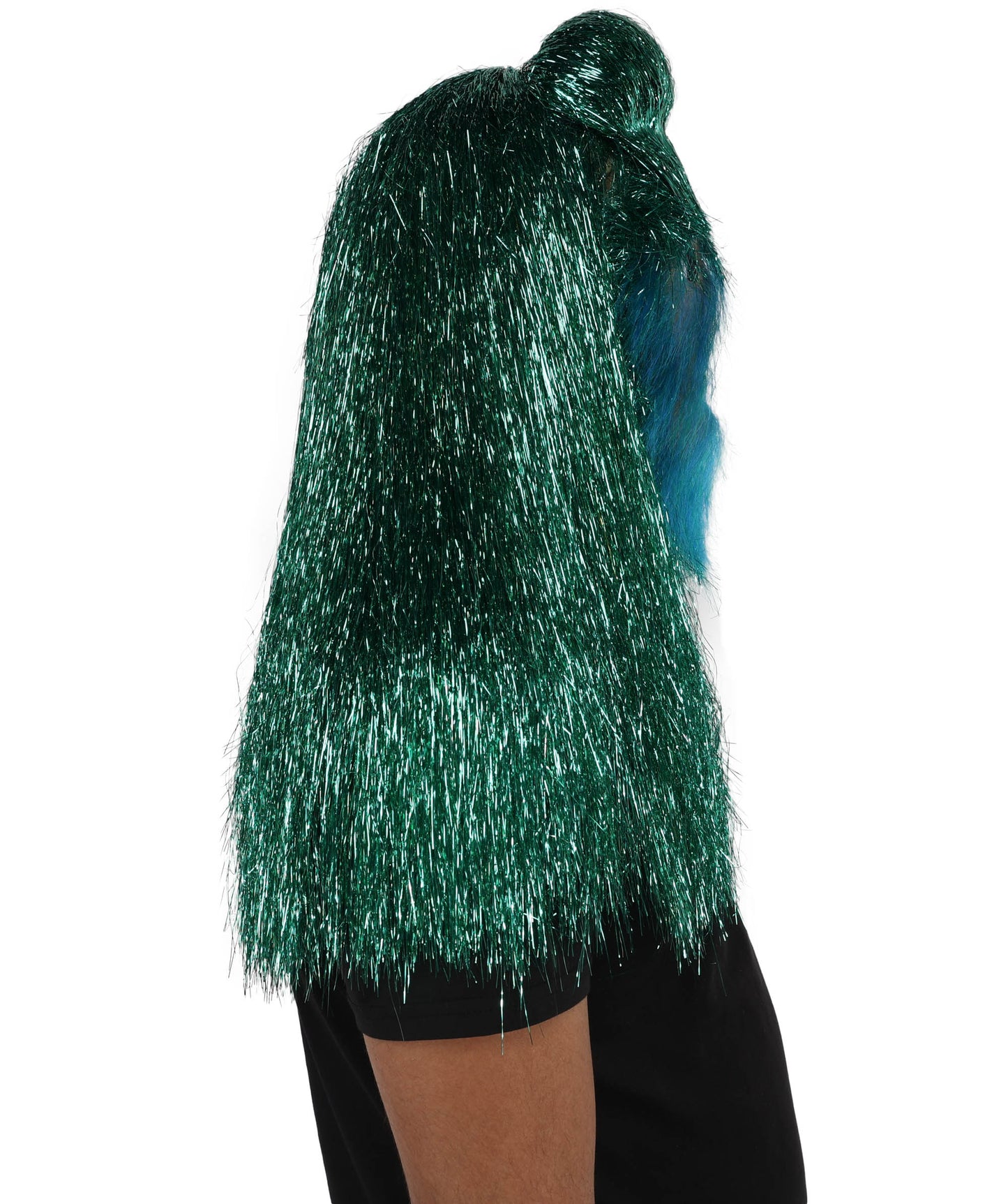 HPO Unisex Teen Extreme Tinsel Hairy Person Costume Bundle & Mask Set - Full-Body Tinsel Hair Suit Extra-Long Costume Wig for Halloween, Cosplay & Parties - Multiple Color Options