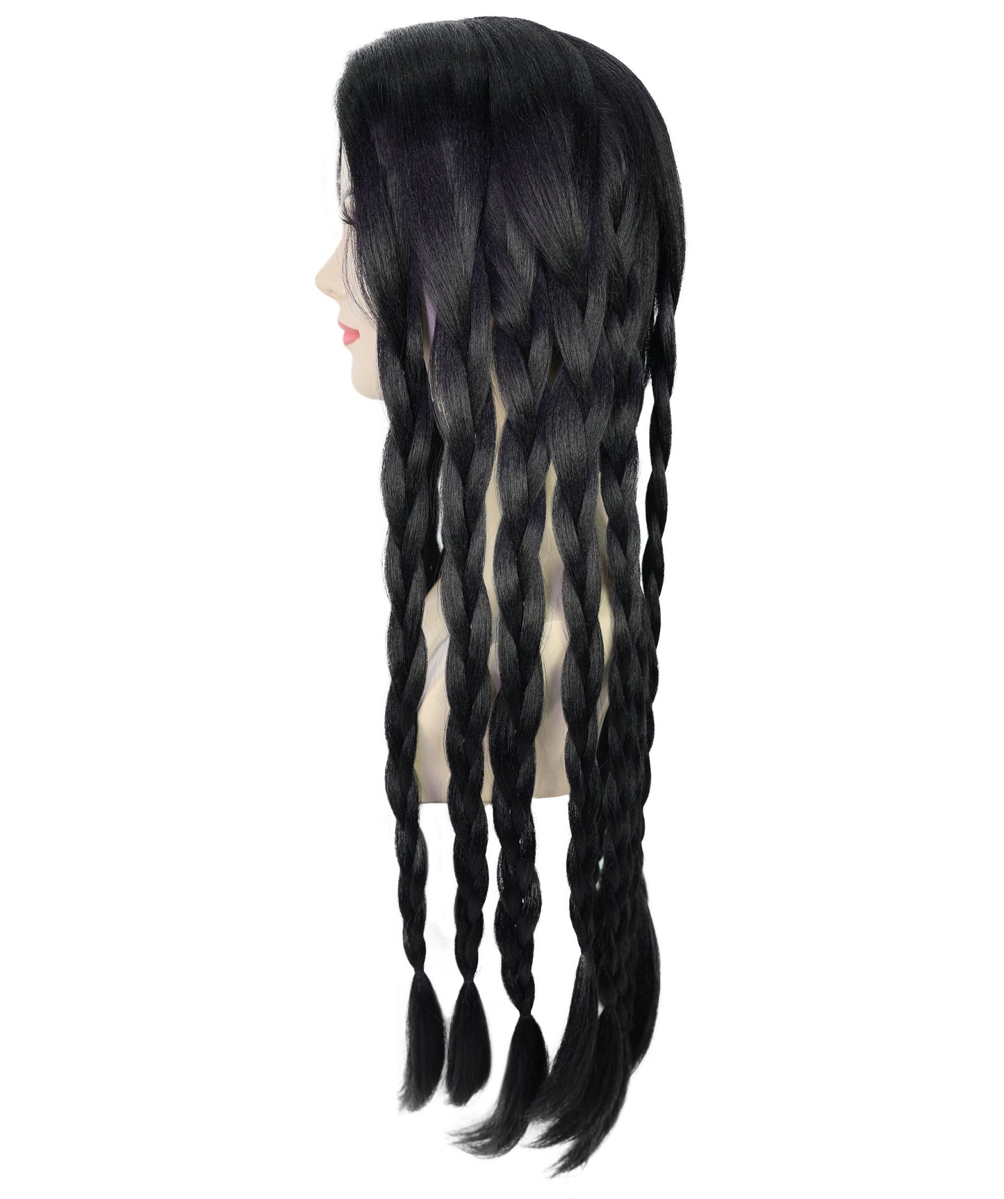 Women’s Long Black Braided Wig  | Ideal for Halloween | Breathable Capless Cap