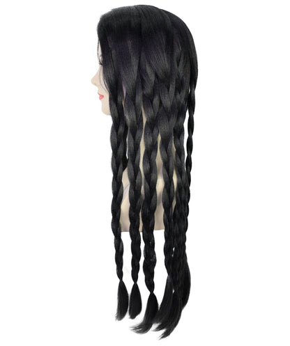 Women’s Long Black Braided Wig  | Ideal for Halloween | Breathable Capless Cap
