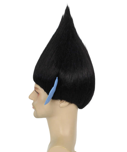 HPO Men's Pointy Diamond Guy Troll Wig with Blue Ears,Multiple Color,Flame-Retardant Synthetic Fiber