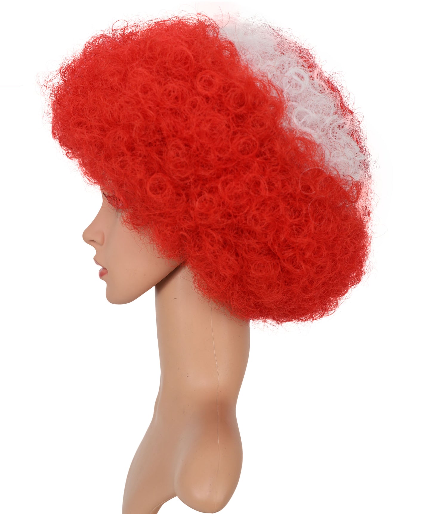 HPO Unisex Turkey Flag Clown Wig – Red & White Afro Style | Turkey Flag Clown Wig for Sports Fans, National Events & Theme Parties