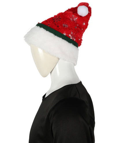 HPO Unisex Classic Velvet Christmas Santa Hat | Soft Red and White Festive Holiday Hat | Ideal for Holiday fun
