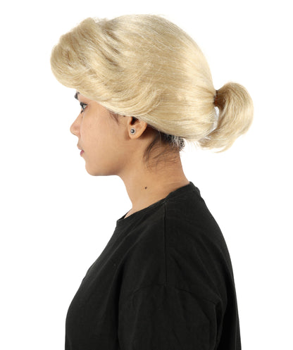 HPO Women’s Blonde Updo Wig – Strong Female Leader Headpiece | Elegant Side Part Costume Wig for Halloween, Cosplay & Uniformed Characters