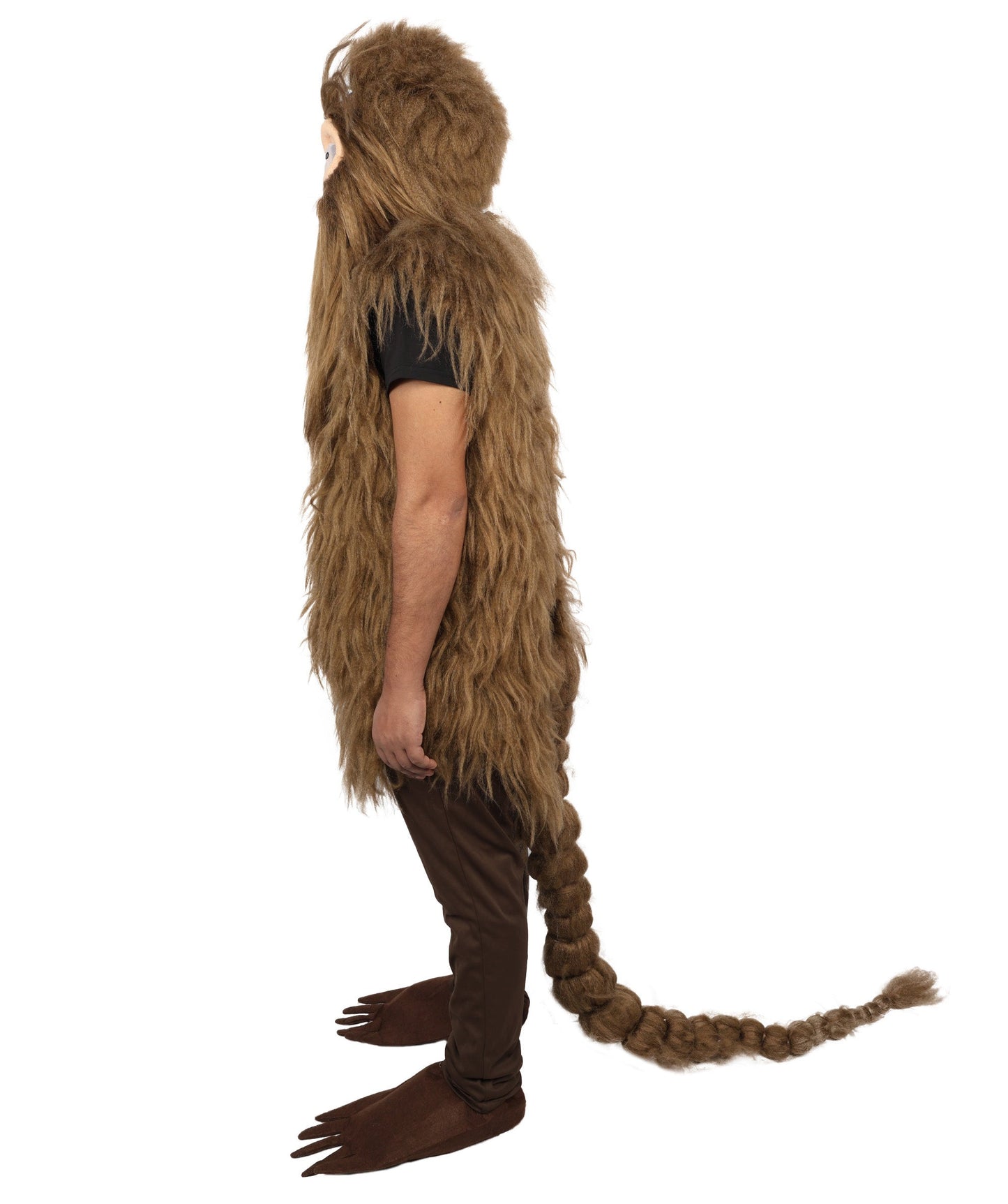Adult Brown Furry Monster Costume Bundle & Mask Set with Tail | Bodysuit with Head Mask for Men | for Halloween, Cosplay & Themed Parties