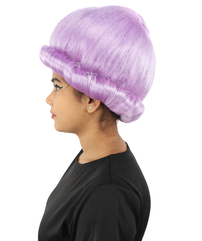 HPO Women's Voluminous Golden Blonde Grandma Wig | Medium Puffy Afro Style with Silver Texture, Synthetic Fiber & Adjustable Fit | Halloween, 100th Day of School, Theater & Funny Costume