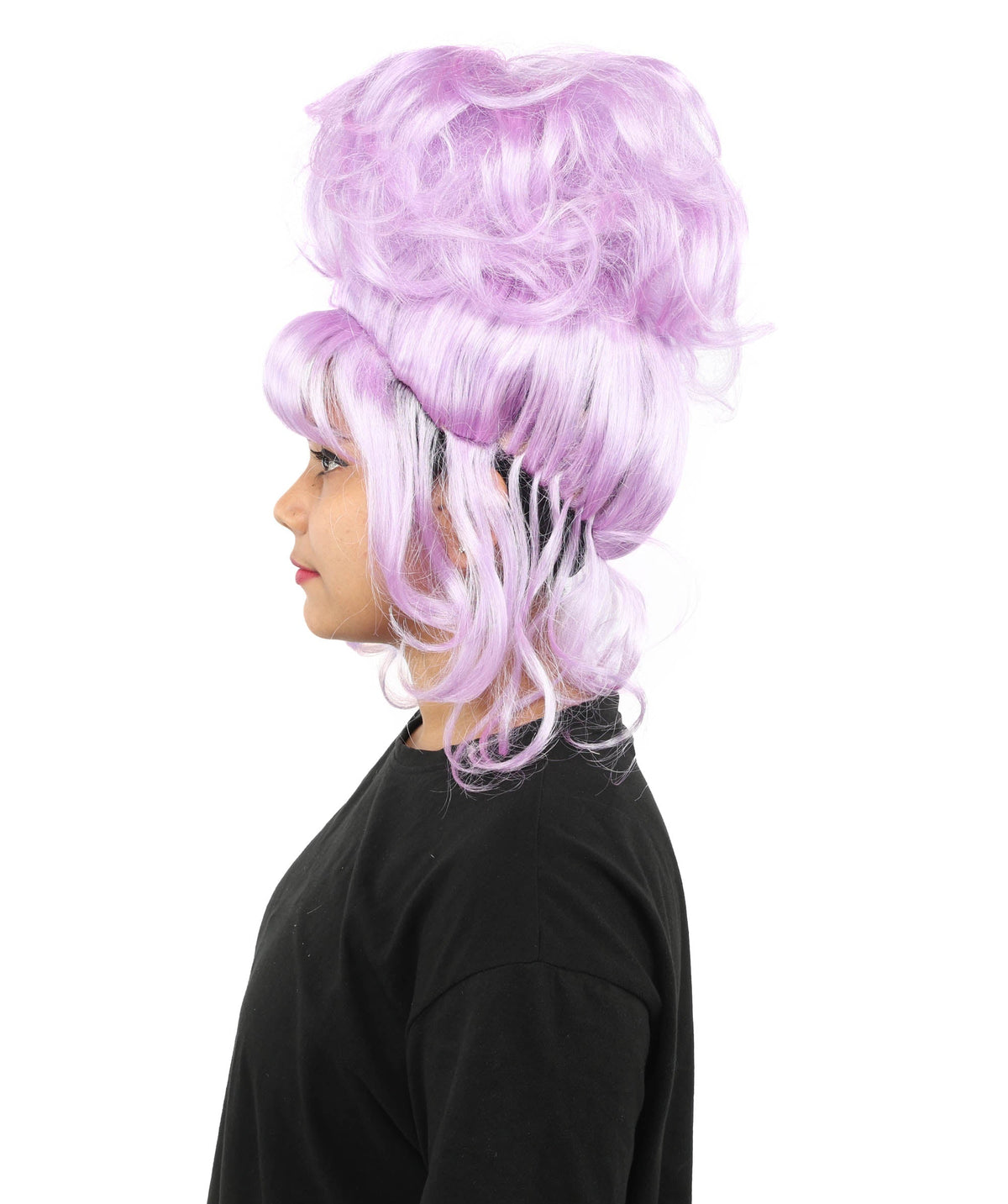 HPO Adult Women's Elegant Updo Tendril Wig | Multiple Color Options | Pastel peach hue, create of synthetic fiber, high teased volume with face-framing strands, breathable capless cap | Party, Halloween, theater, drag, performance, costume events