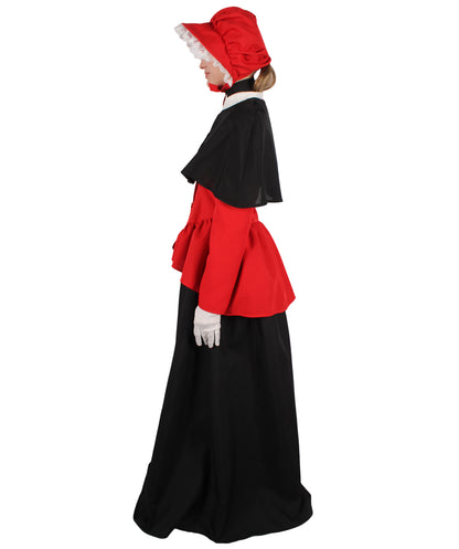 HPO Women's Holiday Celebration Caroler Costume Set I Suitable for Halloween I Flame-retardant Synthetic Fabric