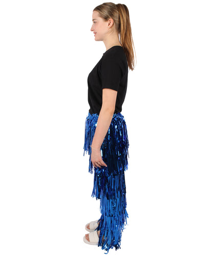 HPO Adult Women's Tinsel Fringed Tiered Multiple Color Options Trousers, Perfect for Halloween, Flame-retardant Synthetic Material
