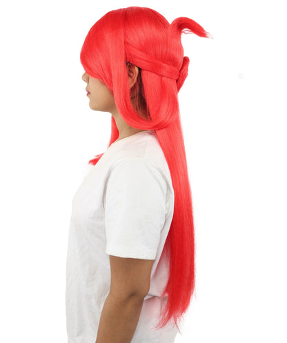 HPO Adult Women's Anime Character Wig | Multiple Color Options | Synthetic Fiber with Side Swept Bangs and Top Tuft | Halloween Party and Comic Con Events