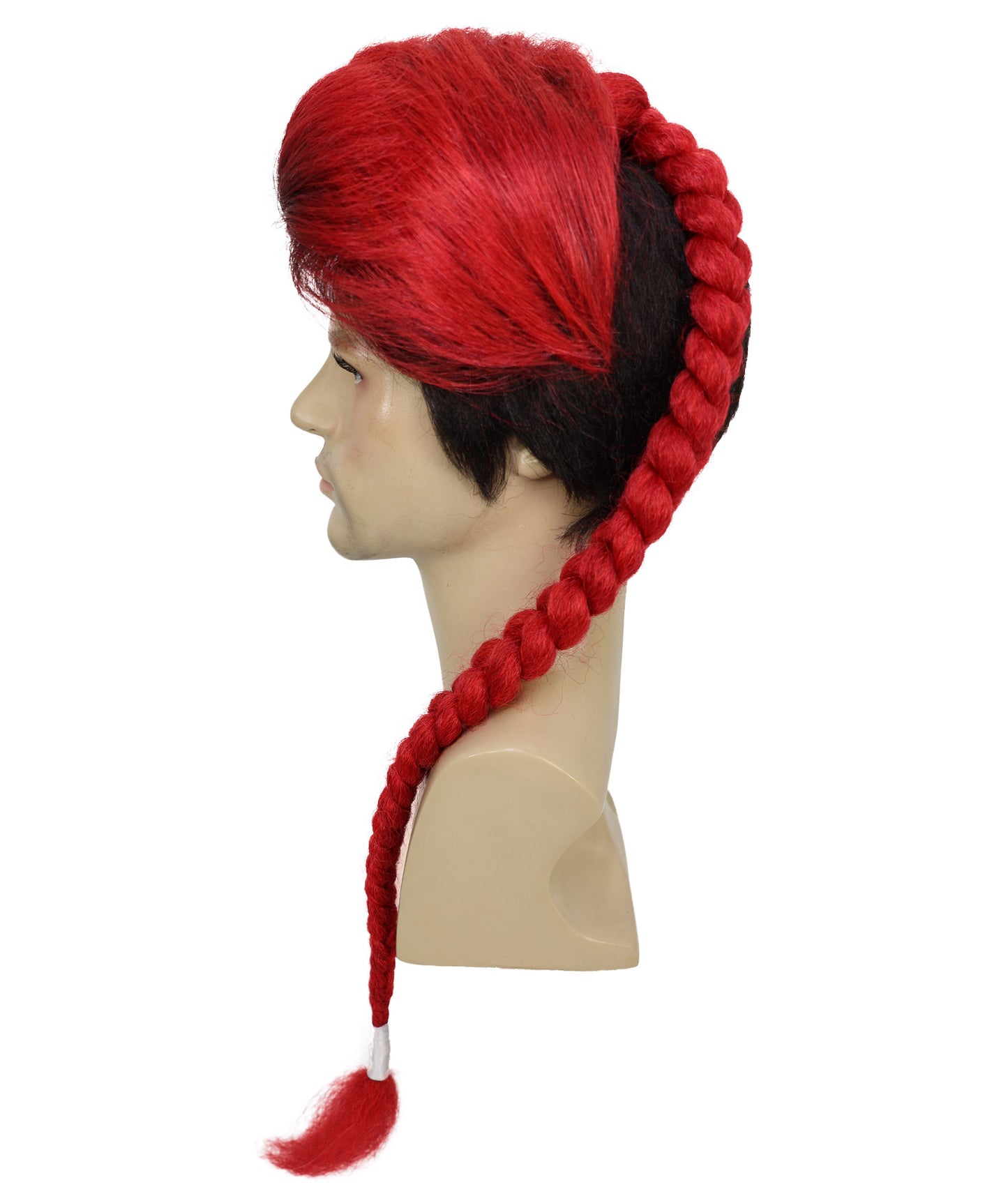 HPO  Men American Comic and Mutant Superhero Braid Red and Black Maroon Long Pigtails Wig  | Halloween and Party Wig | Flame-retardant Synthetic Fiber