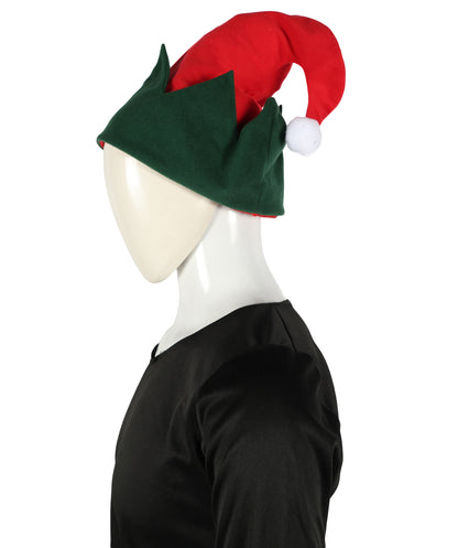 HPO Unisex Classic Velvet Christmas Santa Hat | Soft Red and green Festive Holiday Hat | Ideal for Holiday fun