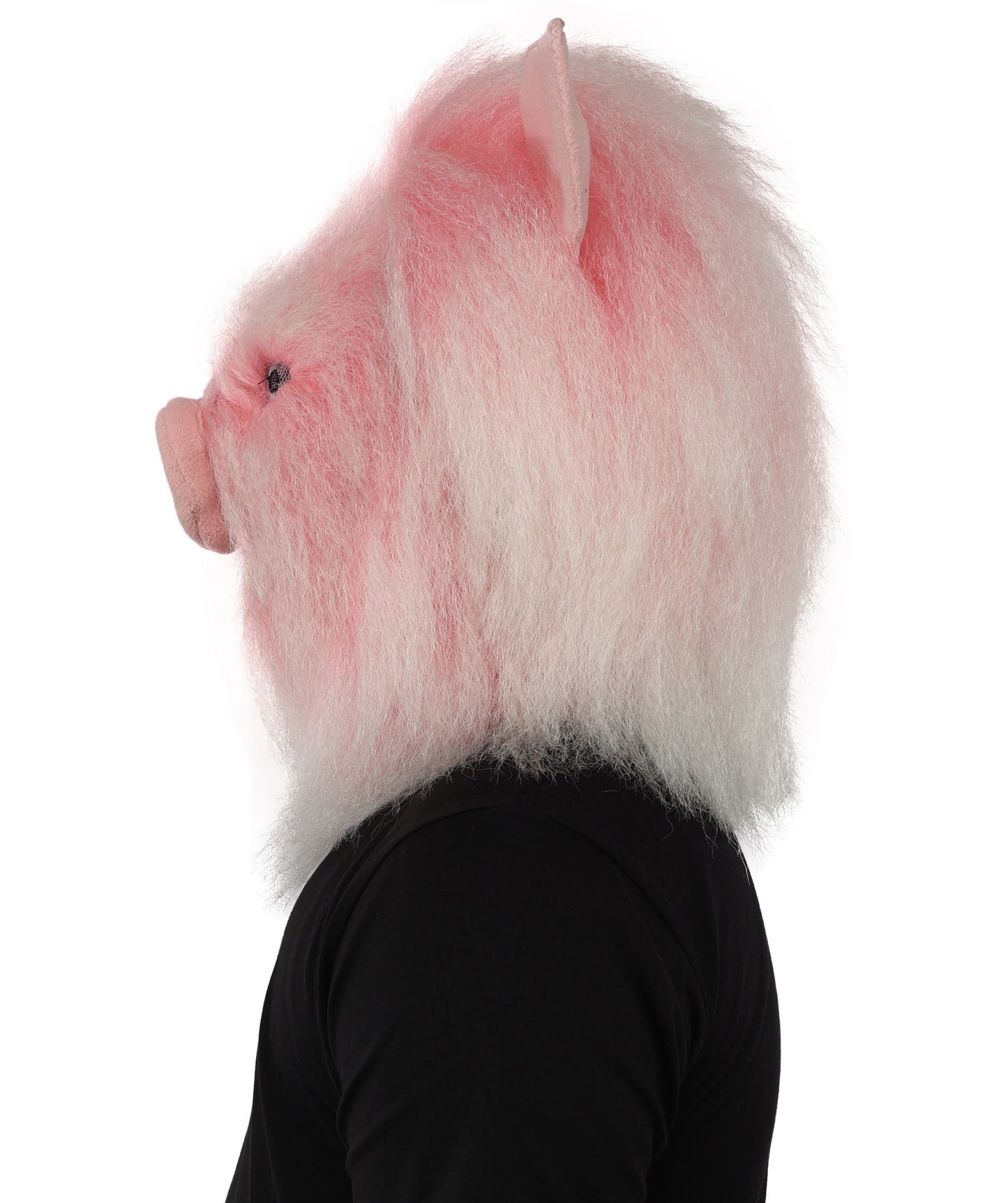 HPO Adult White & Pink Animal Fur Monster Bundle Costume & Mask Set – Full Body Suit with 13 Inch Head Mask for Adults | Funny Furry Pig-Inspired Outfit for Cosplay, Theatre & Halloween Party Events