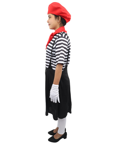 HPO Women for French Artist Costume | Black Dress, Scarf, Cap, and Hand Gloves | Outfit for Halloween, Parties, Stage & Cosplay