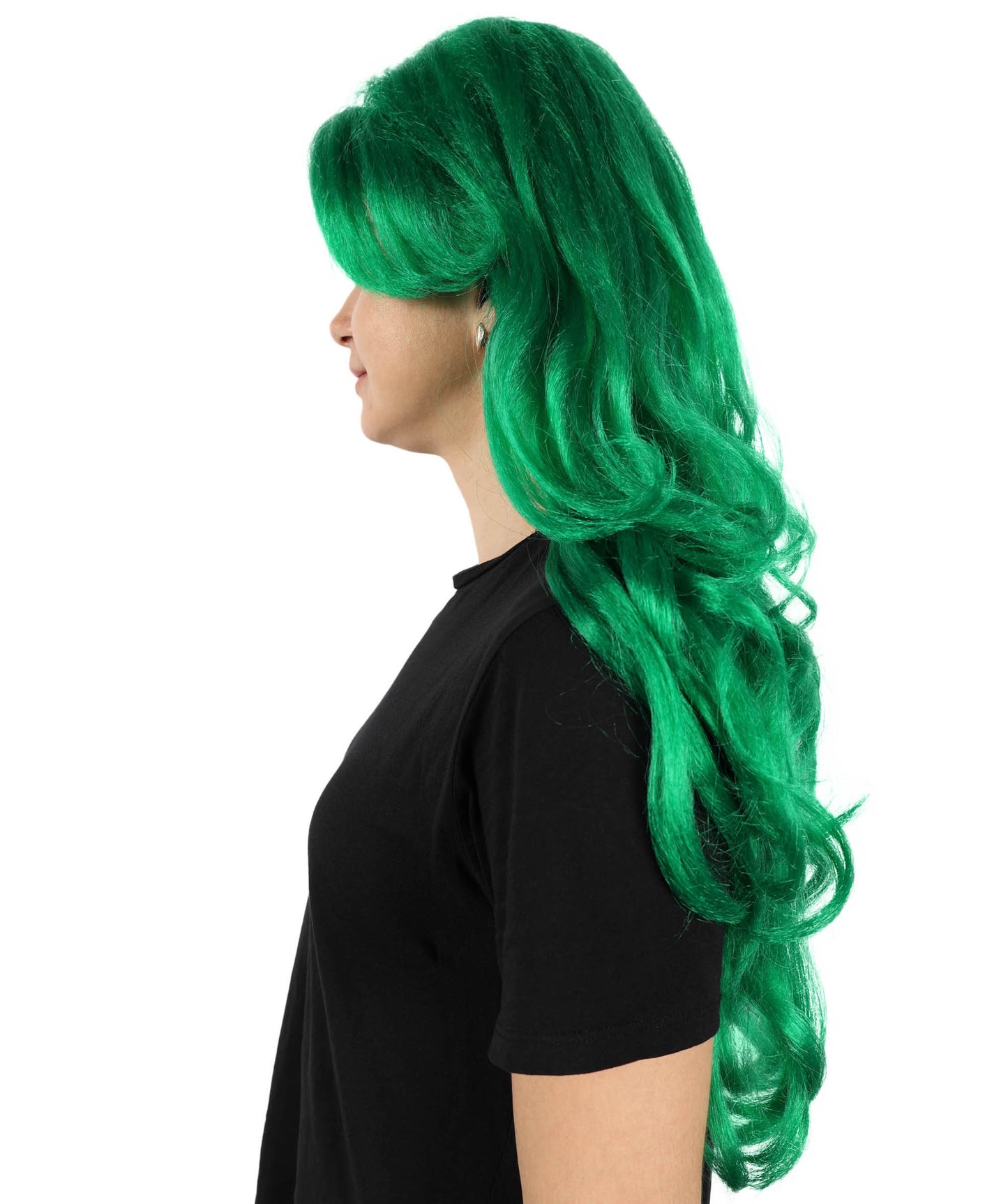HPO Women’s 60cm Extra Long Wavy Green Wig | Mermaid-Inspired Fantasy Wig for Costume, Anime, and Themed Events