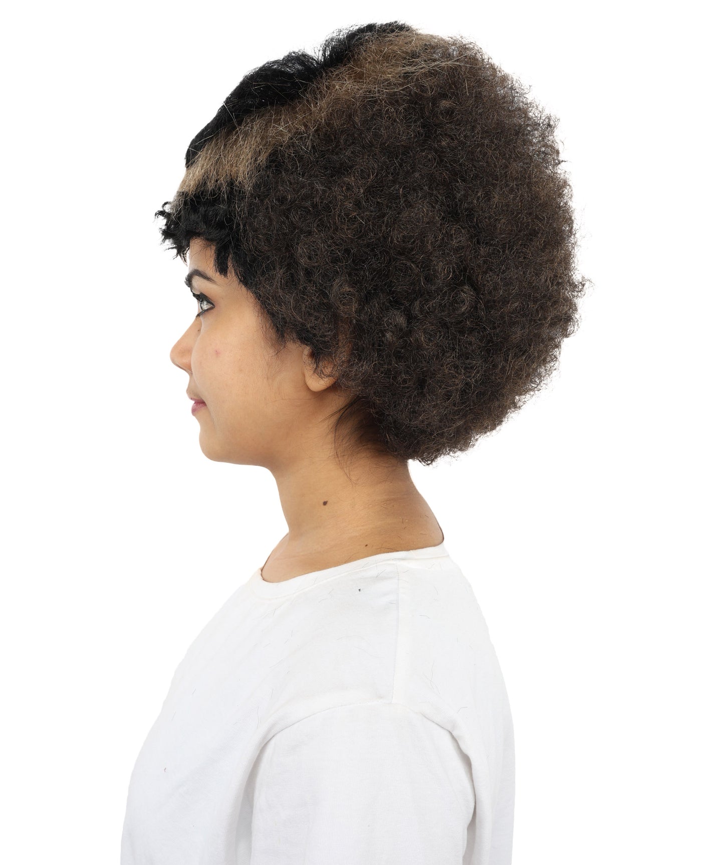 HPO Women’s Pop Diva-Inspired Wig | Long Sleek Brown & Blonde Hairstyle with Side Bangs | Synthetic Hairpiece for Cosplay, Halloween, Party & Stage
