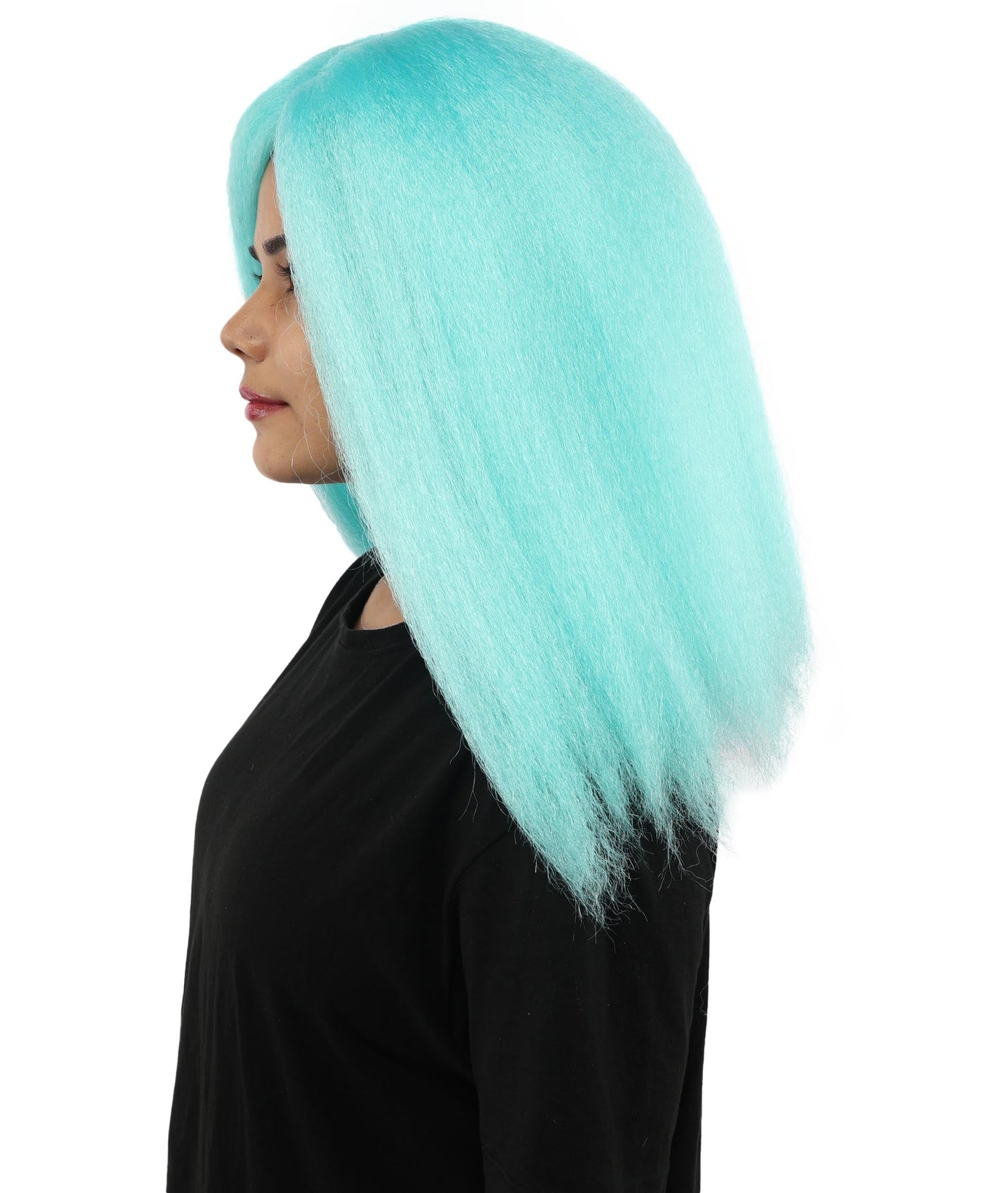 HPO Adult Women's Long Rounded Cartoon Hair Wig | Multiple Color Options | Bubble Bob, Deep Side Part, Heat Friendly Synthetic Strands & Breathable Net | Fancy Dress, Stage Show, Animated Character Events, Halloween & Festival