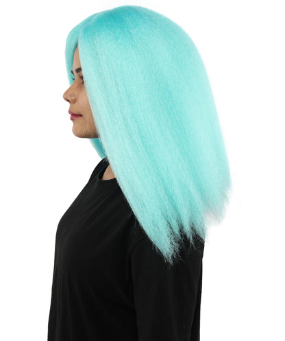 HPO Adult Women's Long Rounded Cartoon Hair Wig | Multiple Color Options | Bubble Bob, Deep Side Part, Heat Friendly Synthetic Strands & Breathable Net | Fancy Dress, Stage Show, Animated Character Events, Halloween & Festival