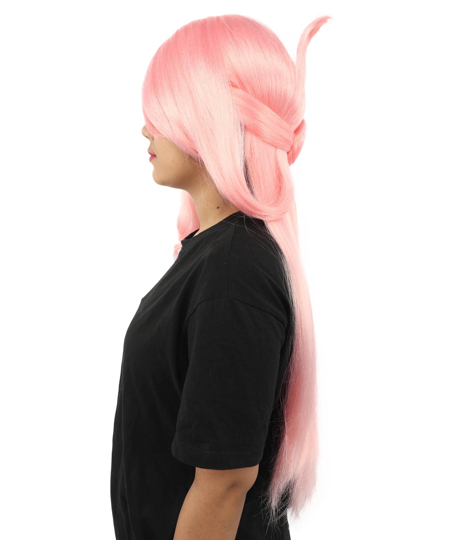 HPO Adult Women's Anime Character Wig | Multiple Color Options | Synthetic Fiber with Side Swept Bangs and Top Tuft | Halloween Party and Comic Con Events