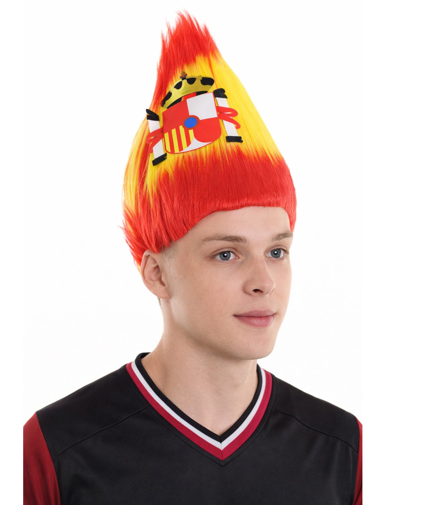 Spain Flag Sport Troll Wig | Red Yellow National Pride Wig | Premium Breathable Capless Cap