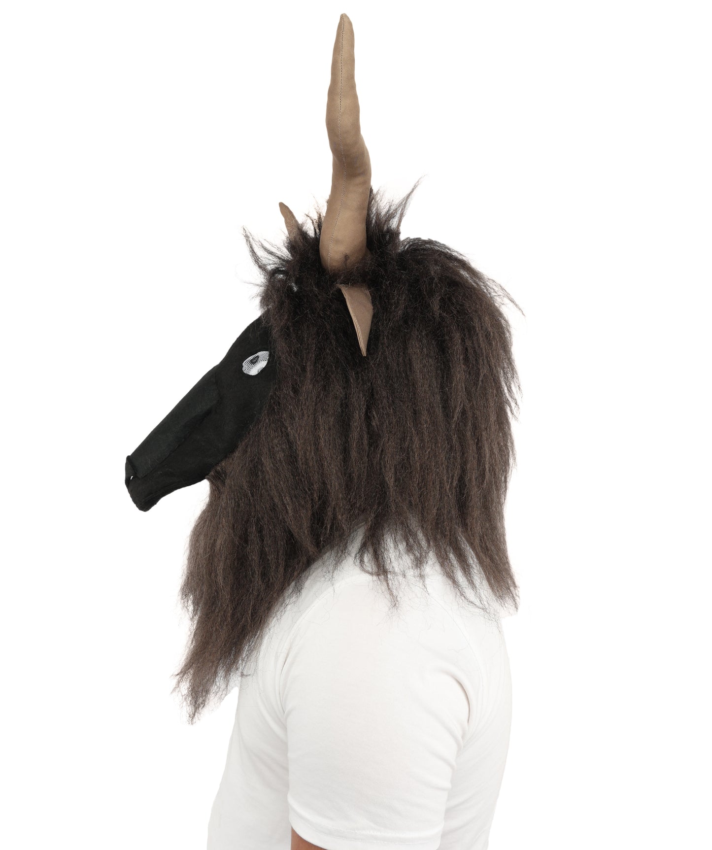 HPO Adult Men's Goat Fur Costume Bundle & Mask Set – Dark Brown Full Body Animal Outfit for Halloween and Cosplay  | Flame-Retardant Synthetic Fiber