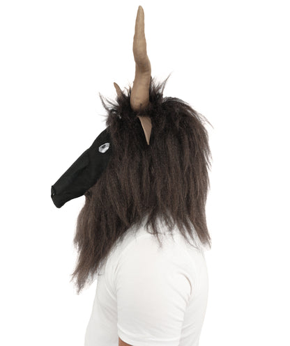 HPO Adult Men's Goat Fur Costume Bundle & Mask Set – Dark Brown Full Body Animal Outfit for Halloween and Cosplay  | Flame-Retardant Synthetic Fiber