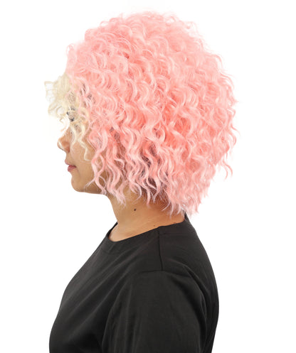 HPO Women's Messy Teased Spiky Multicolor Wig | Curly Two-tone vibrant hue, create of synthetic fiber, extreme textured volume, breathable capless base | Party, Halloween, theater, drag, performance, costume events