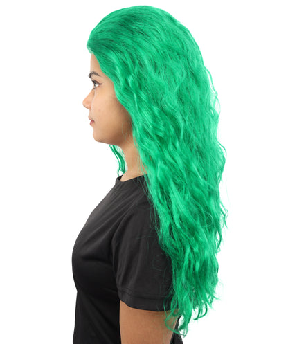 HPO Women’s Pink Long Wavy Wig | 25 Inch Long Hair with Capless Cap Design | Ideal for Playful at Halloween Cosplay, and Themed Parties