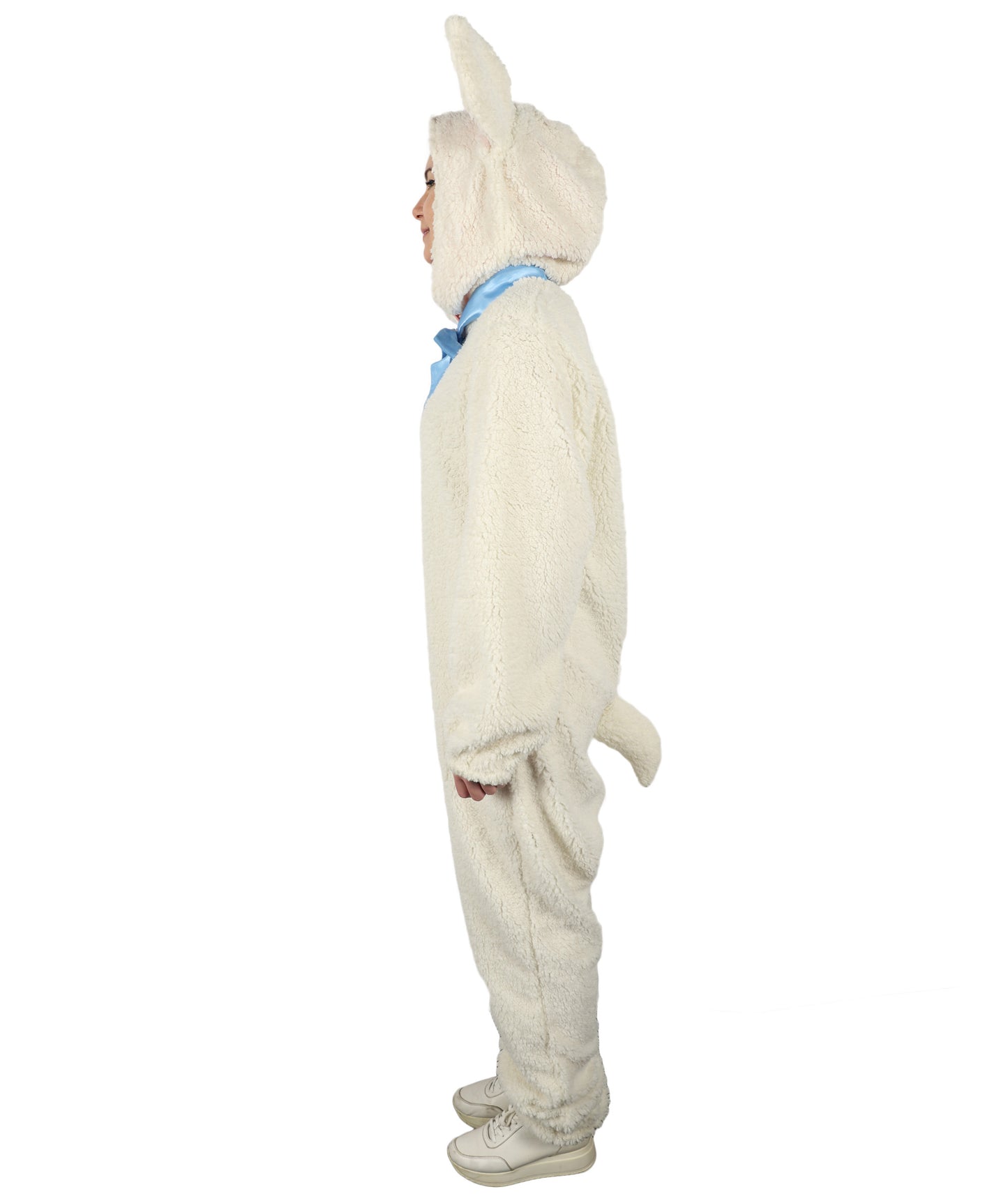 HPO Unisex White Long Lamb Wig and Costume | Suitable for Halloween | Flame-retardant Synthetic Fabric