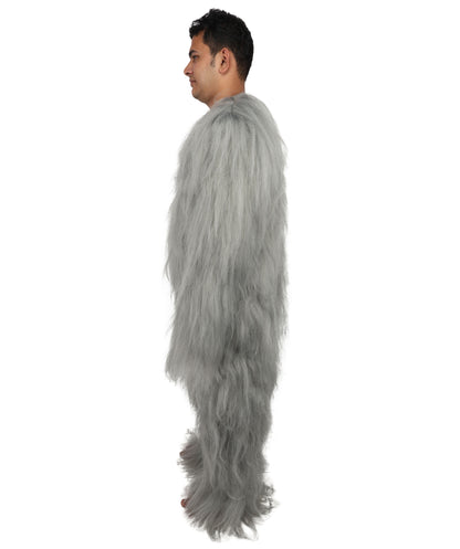 HPO Unisex Extreme Hairy Person Costume, Mask and Bundle - Full-Body Hair Suit Extra-Long Ash Brown Costume Wig for Halloween, Cosplay & Parties