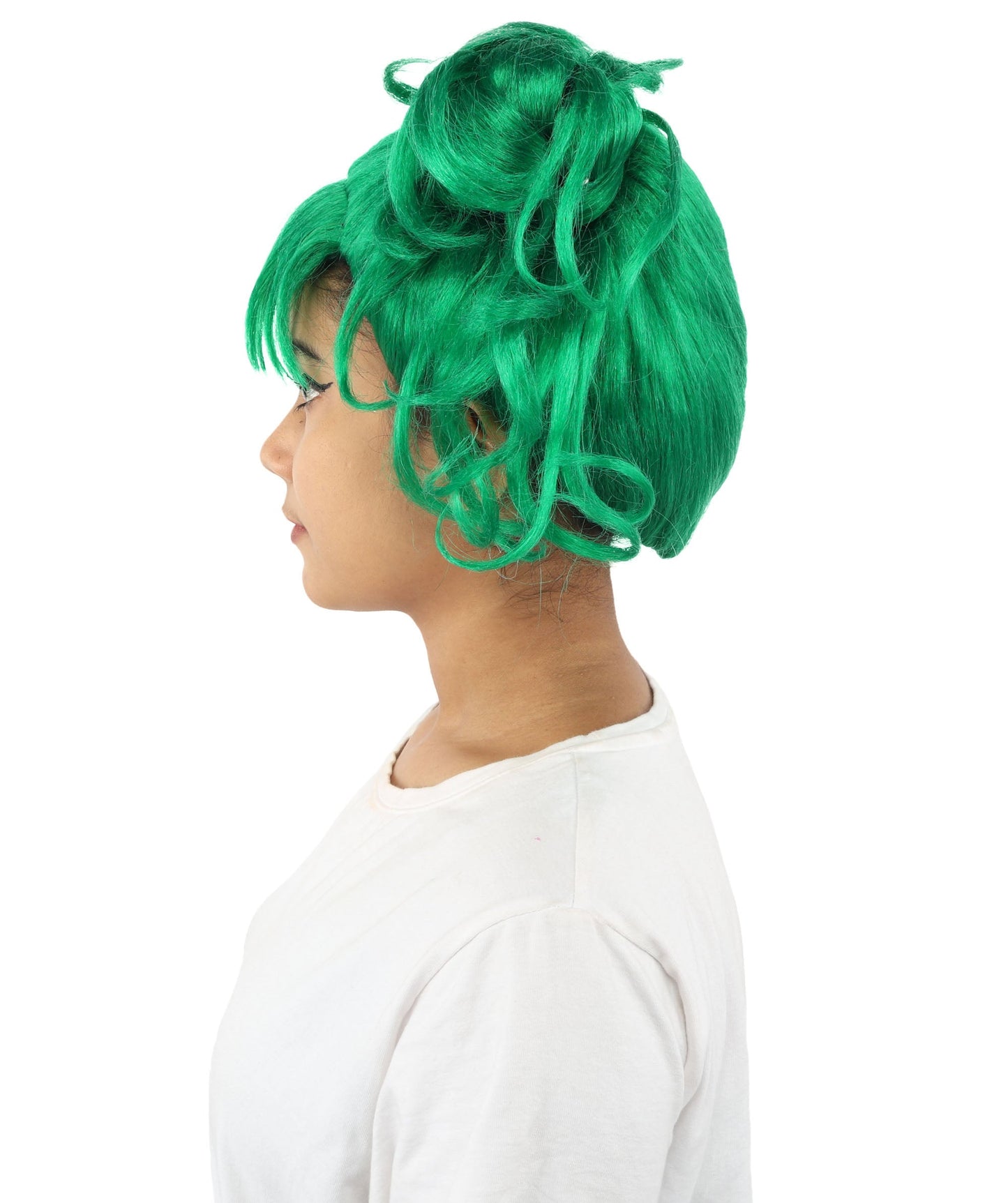 HPO Adult Women’s Messy Twin Bun Wig with Graphic Bangs | Multiple Color Options | Edgy Wig for Cosplay, Fashion Events, Halloween & Stage Wear | Adjustable Cap, Lightweight Synthetic Fiber