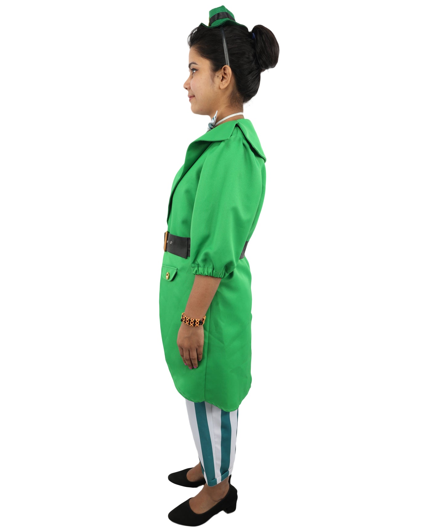 HPO Women's Irish Green Holiday Suit | Layered Shamrock Top and Knickers with Attached Belt | Versatile for Stage Shows, Pub Crawls, and Costume Parties