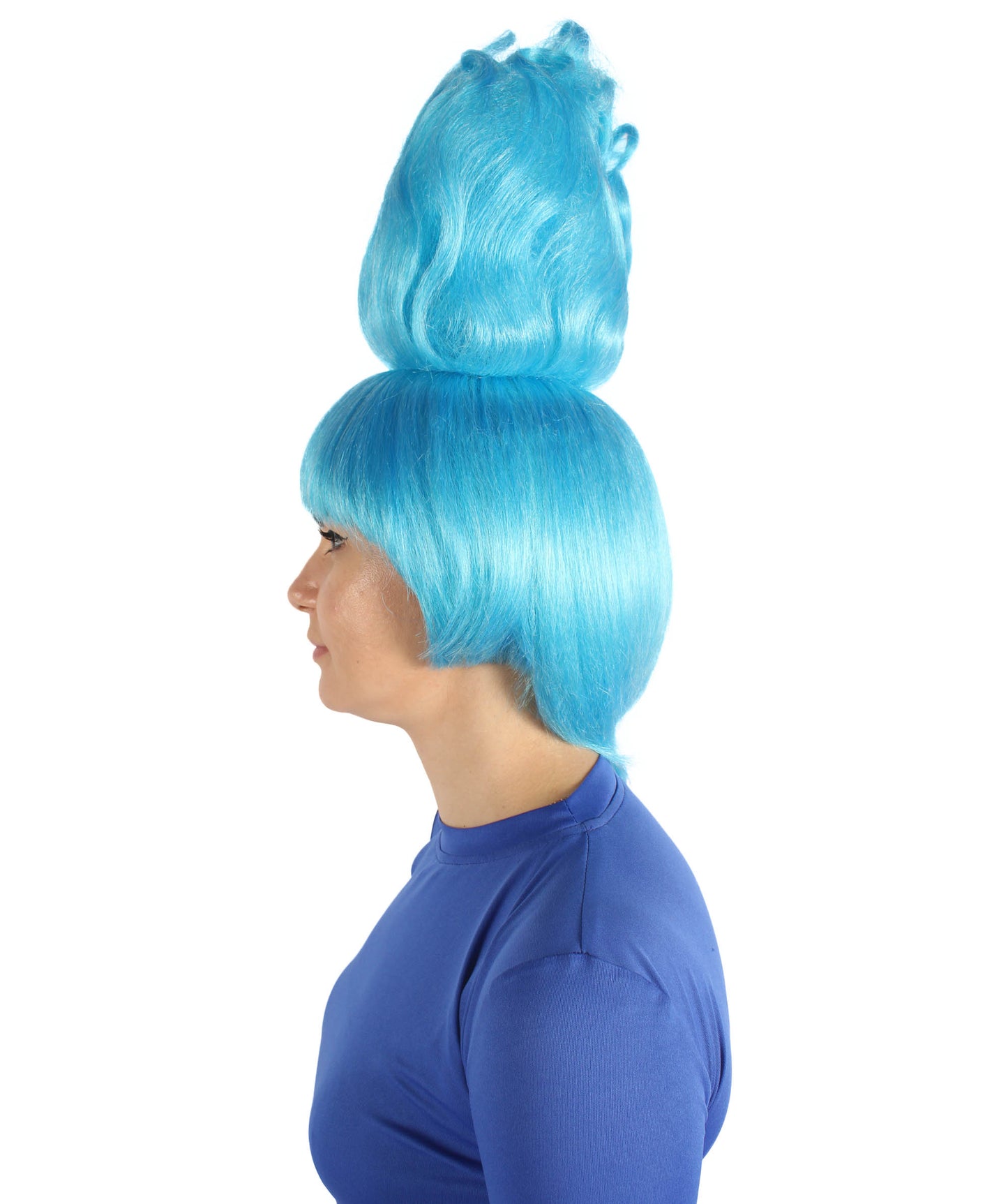 HPO Women's Animated Film Mythological Antagonist Blue Flaming Wig | Flame-retardant Synthetic Fiber