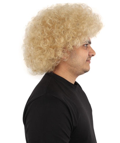 HPO Men's Multi-Color Options Curly Clown Wig | Flame-Retardant Synthetic Fiber and Standard Cap | Ideal for Parties, Cosplay, and Themed Events