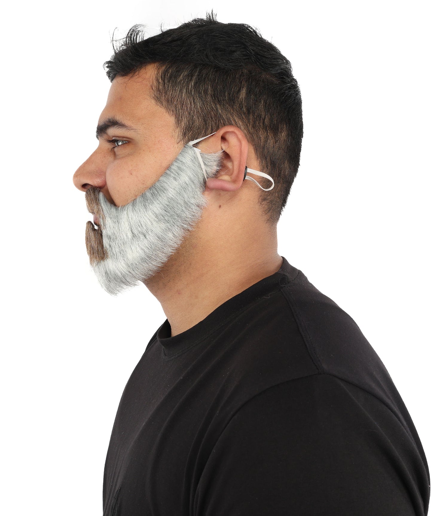 HPO Men's Short Beard & Mustache | Flame-Retardant Synthetic Fiber With Capless Cap | Ideal For Theater, Halloween And Cosplay