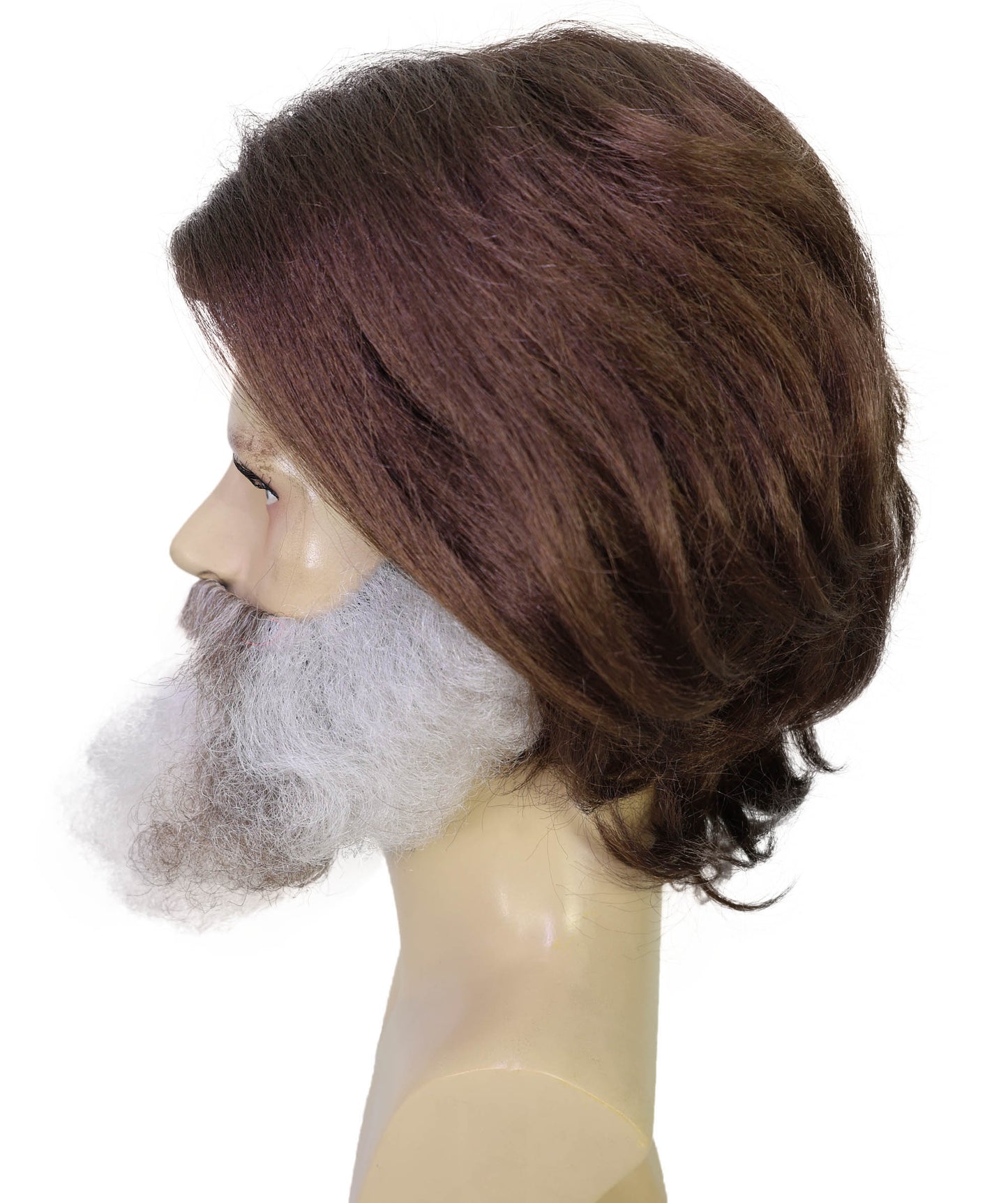 HPO Men's Wild Mountain Wig, Mustache & Beard Set – Rugged Synthetic Hairpiece for Costume Parties, and Festivals