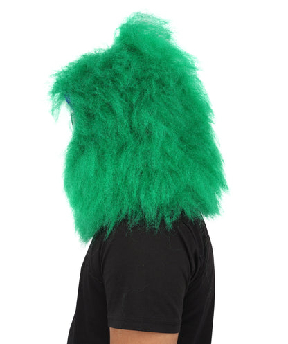 HPO Unisex Green Animal Fur Monster Costume Bundle – 75 Inch Full Outfit with Head Mask & Body Suit | Plush Mascot Style Costume for Halloween and Cosplay