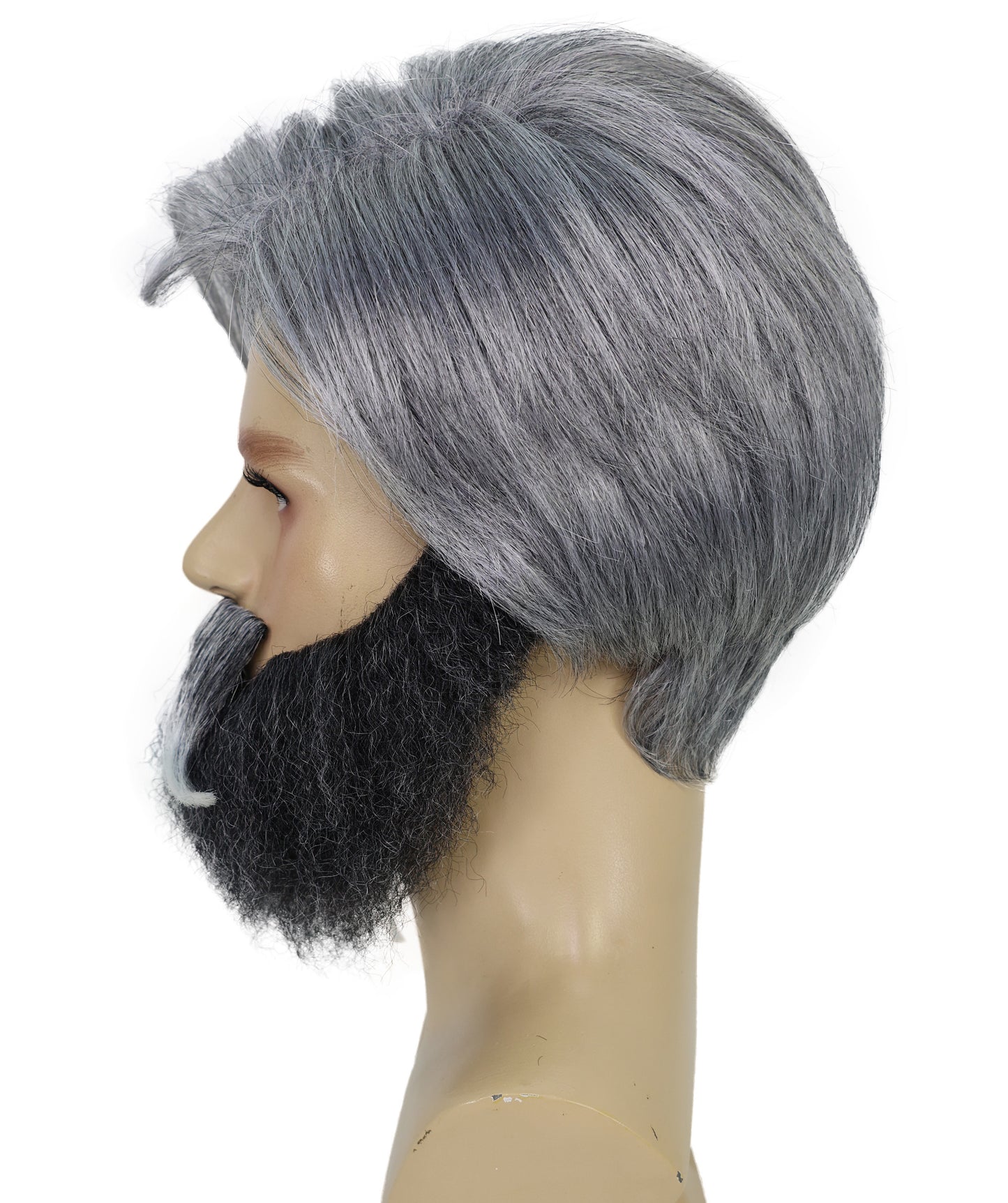 HPO Men's Grey,Salt & Pepper Wig, Beard and Mustache Set | Salt & Pepper Hair Accessories for Old Man Look | Halloween, Costume Parties, Stage Acts & Themed Events
