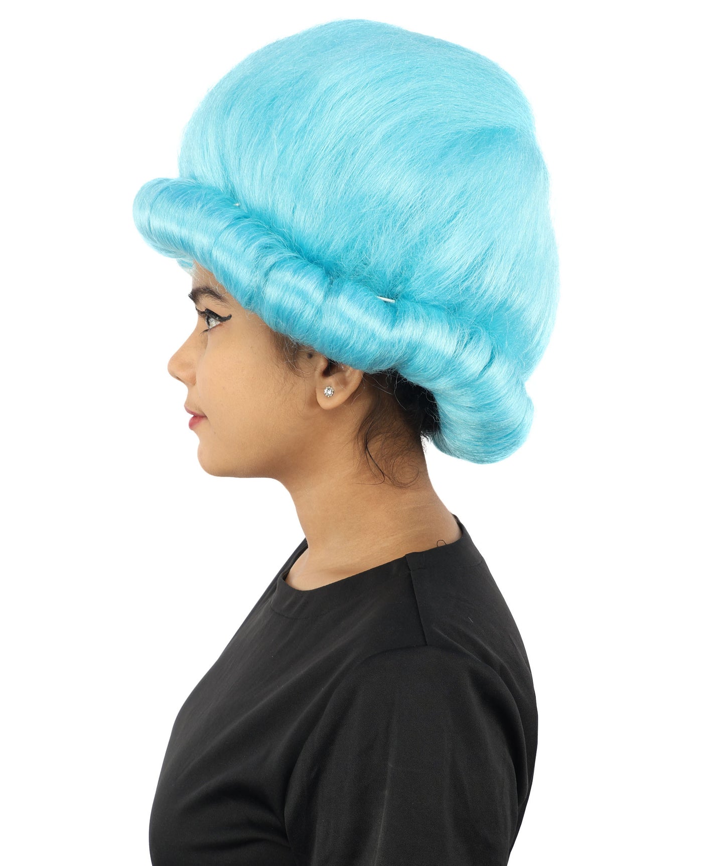 HPO Women's Voluminous Golden Blonde Grandma Wig | Medium Puffy Afro Style with Silver Texture, Synthetic Fiber & Adjustable Fit | Halloween, 100th Day of School, Theater & Funny Costume