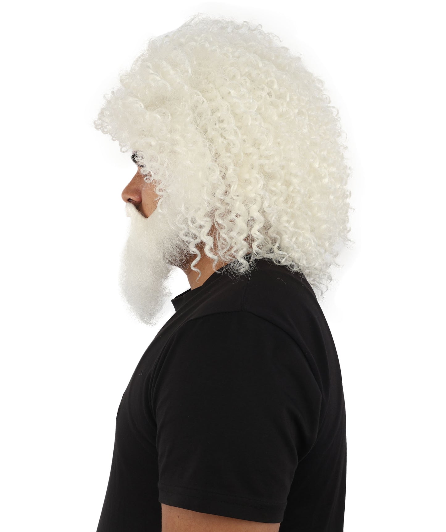 HPO Men's Wild Caveman Orange Wig Beard & Mustache Set | Massive Frizzy Orange Afro and Full Beard Set with Messy Texture | Prehistoric Costume, Viking Cosplay, Halloween, and Funny Party Props