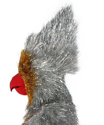 HPO Men's Furry Cardinal Mascot Tinsel Mask Costume, Halloween-Mask, Flame-retardant Tinsel Material