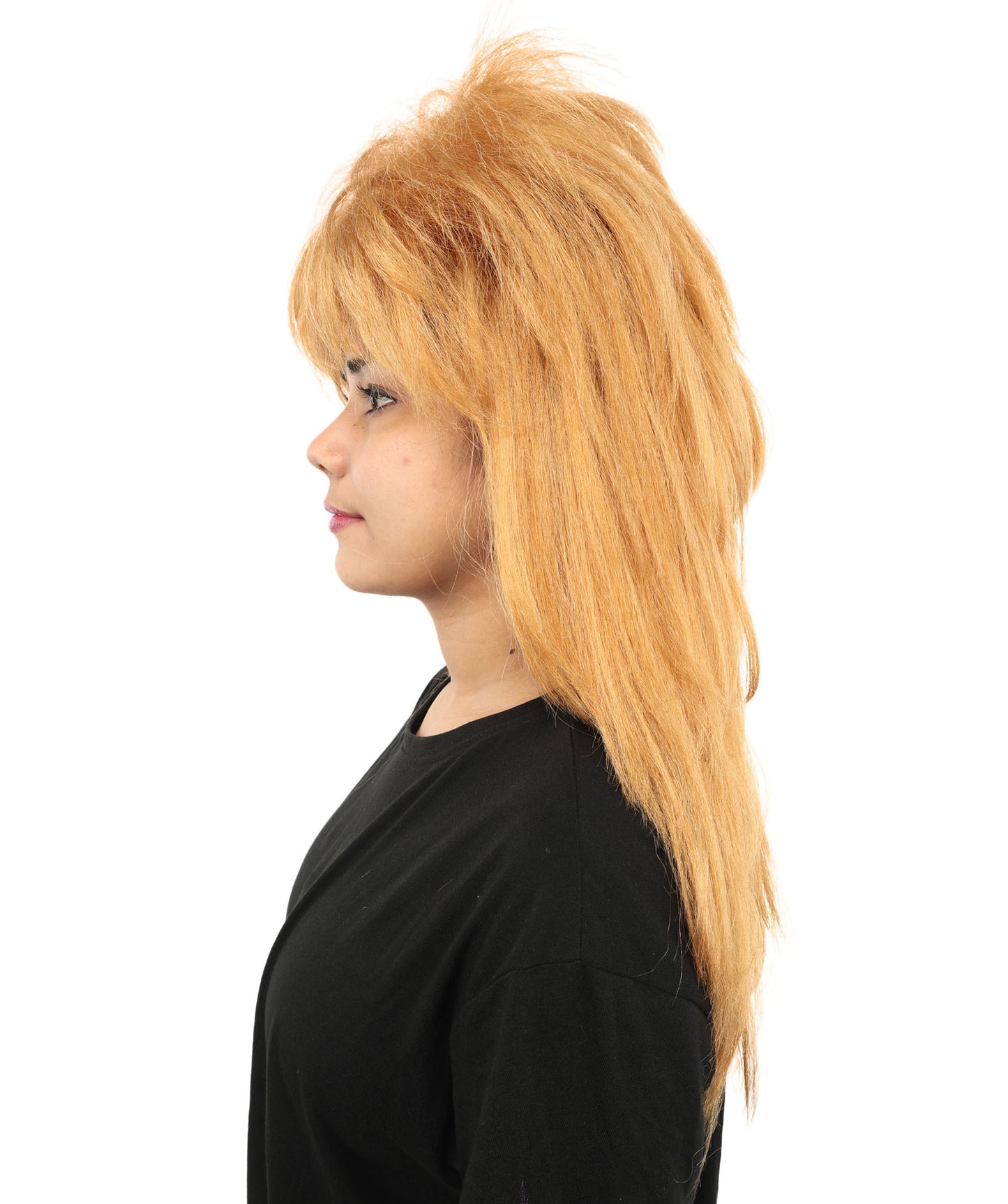 HPO Women’s Long Brown Shag Wig | 80s-Inspired Layered Hairpiece with Capless Cap Design | Ideal for Halloween, Disco, and Pop Star Dress-Up