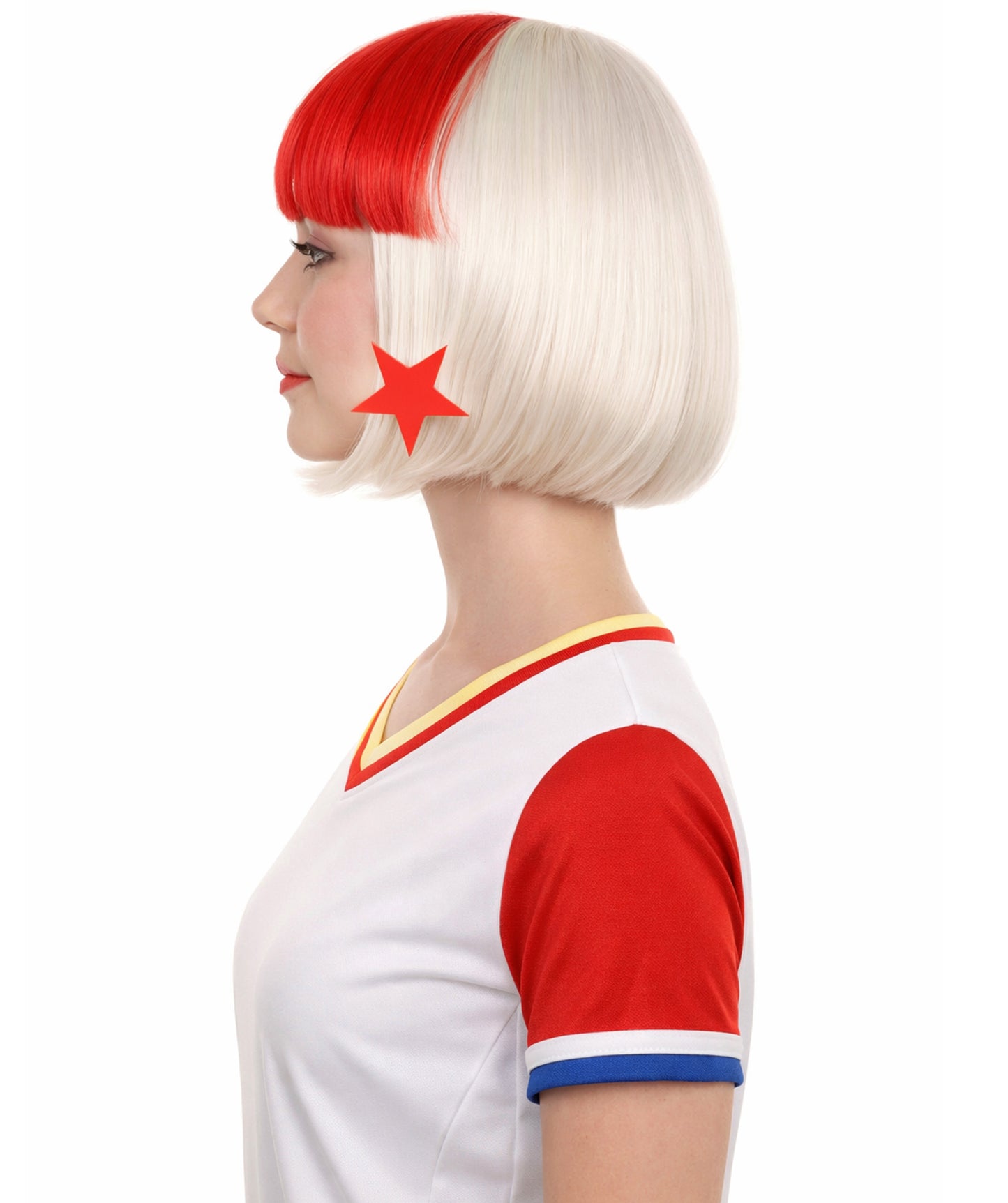 Panama Flag Sport Party Bob Wig | National Pride Red White Blue | Premium Breathable Capless Cap