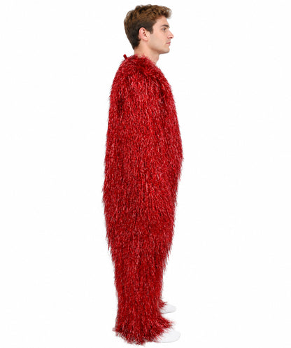 HPO UnisexTinsel Hairy Costume, Bundle & Mask Set | Full-Body Suit & Matching Mask | Long Hair Funny Costume for Halloween, Performers, Cosplay & Mascots | Multicolor Options