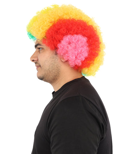 HPO Unisex Rainbow Afro Clown Wig | Multicolor Hairpiece with Standard Cap Design | Suitable for Cosplay, Parties, and Themed Events