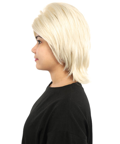 HPO Women's Medium Blonde Layered Wig | Synthetic Hair with Natural Flow | Ideal for Cosplay, Halloween & Roleplay