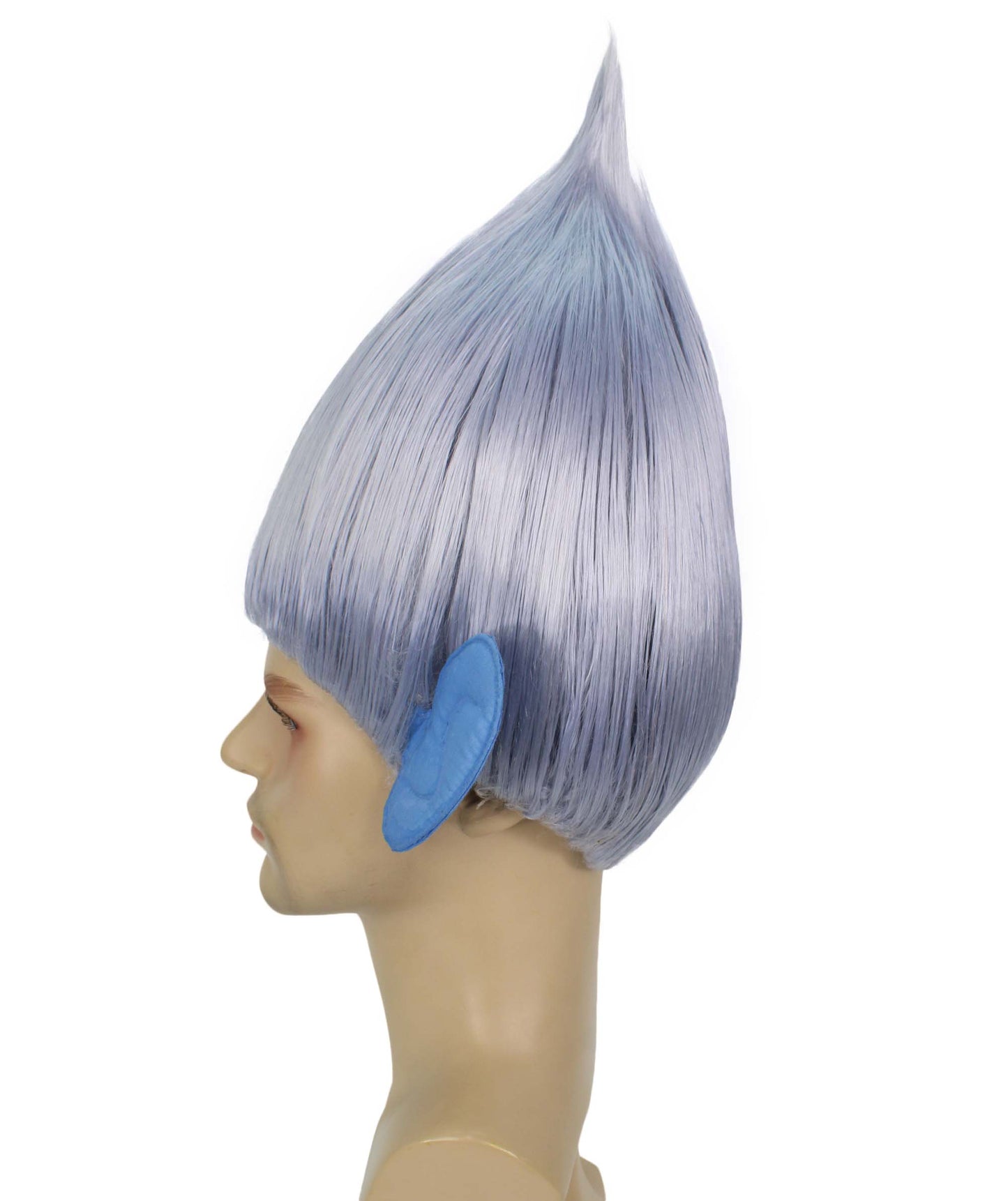 HPO Men's Pointy Diamond Guy Troll Wig with Blue Ears,Multiple Color,Flame-Retardant Synthetic Fiber