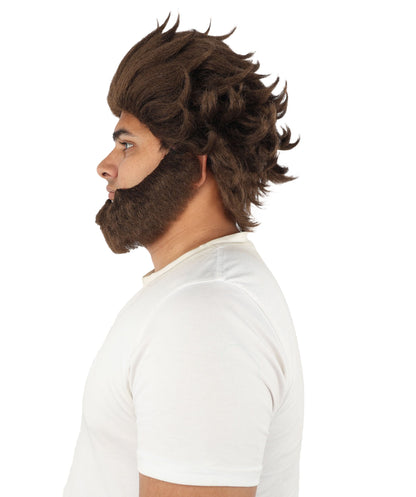HPO Adult & Teen Men’s 11-Inch Spiky Wig with Beard Set | Multiple Color Options, Ideal for Cosplay, and Themed Events | Bold Style for Fun and Creative Looks
